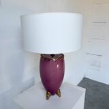 Pink and gold ceramic tripod table lamp