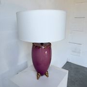 Lampe de table céramique rose et or tripode