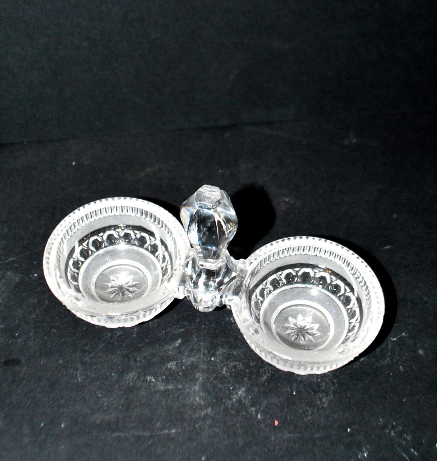 Antique Baccarat double crystal salt cellar, signed