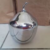 Silver metal ice bucket. Apple shape.