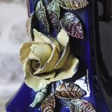 Slip vase decorated with flowers