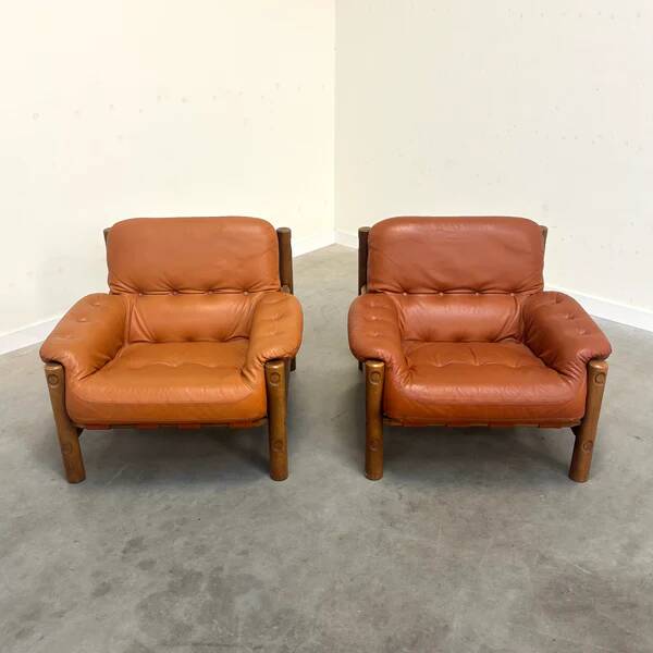 Vintage brutalist, Brazilian style lounge chairs, 1960s