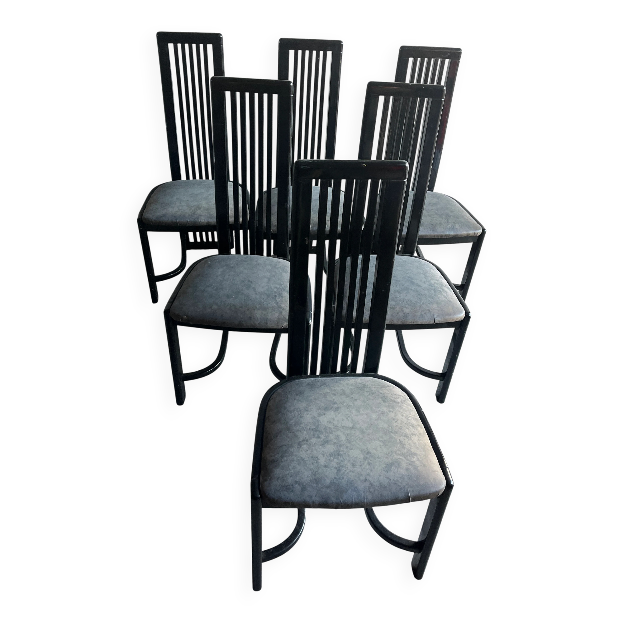 Set of 6 vintage black dining chairs
