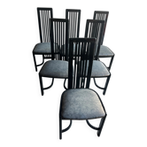 Set of 6 vintage black dining chairs