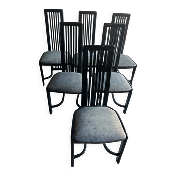 Lot de 6 chaises de salle à manger vintage noires