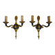 Pair of wall sconces in the Empire style with double lights in bronze.