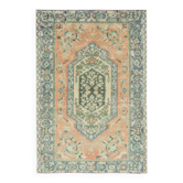 Tapis vintage turc Oushak fait à la main en laine et coton orange 116x172
