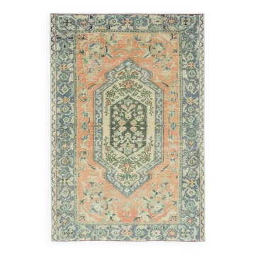 Vintage Turkish Oushak Handmade Wool Cotton Orange Area Rug  116x172