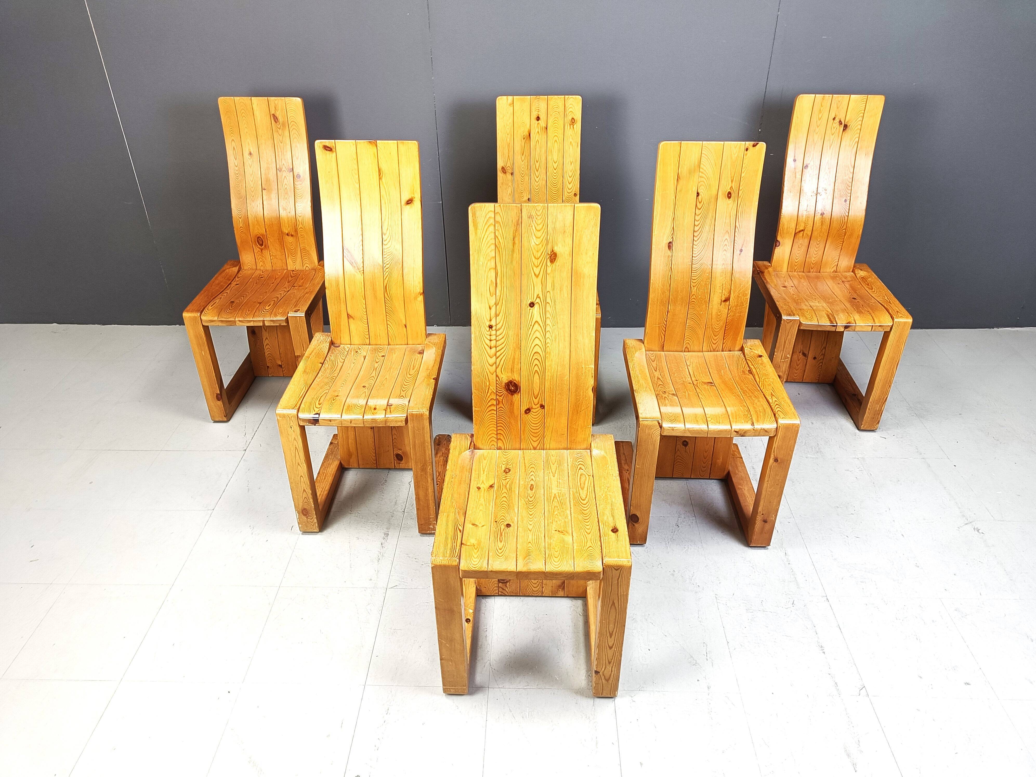 Vintage Finnish pine wood dining chairs, 1970s