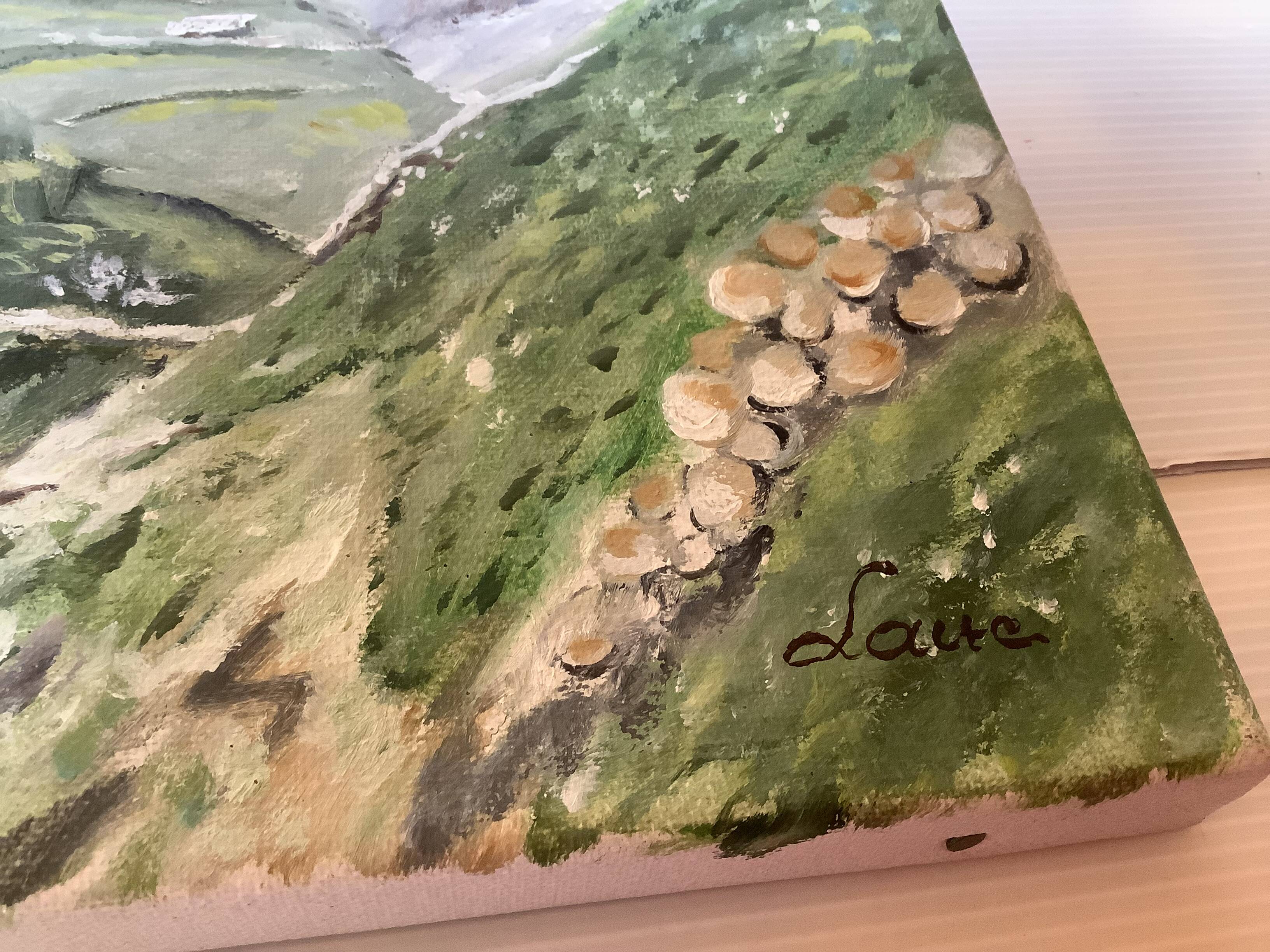 Mountain landscape painting oil on canvas signed