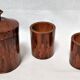Plateau et pots en bois