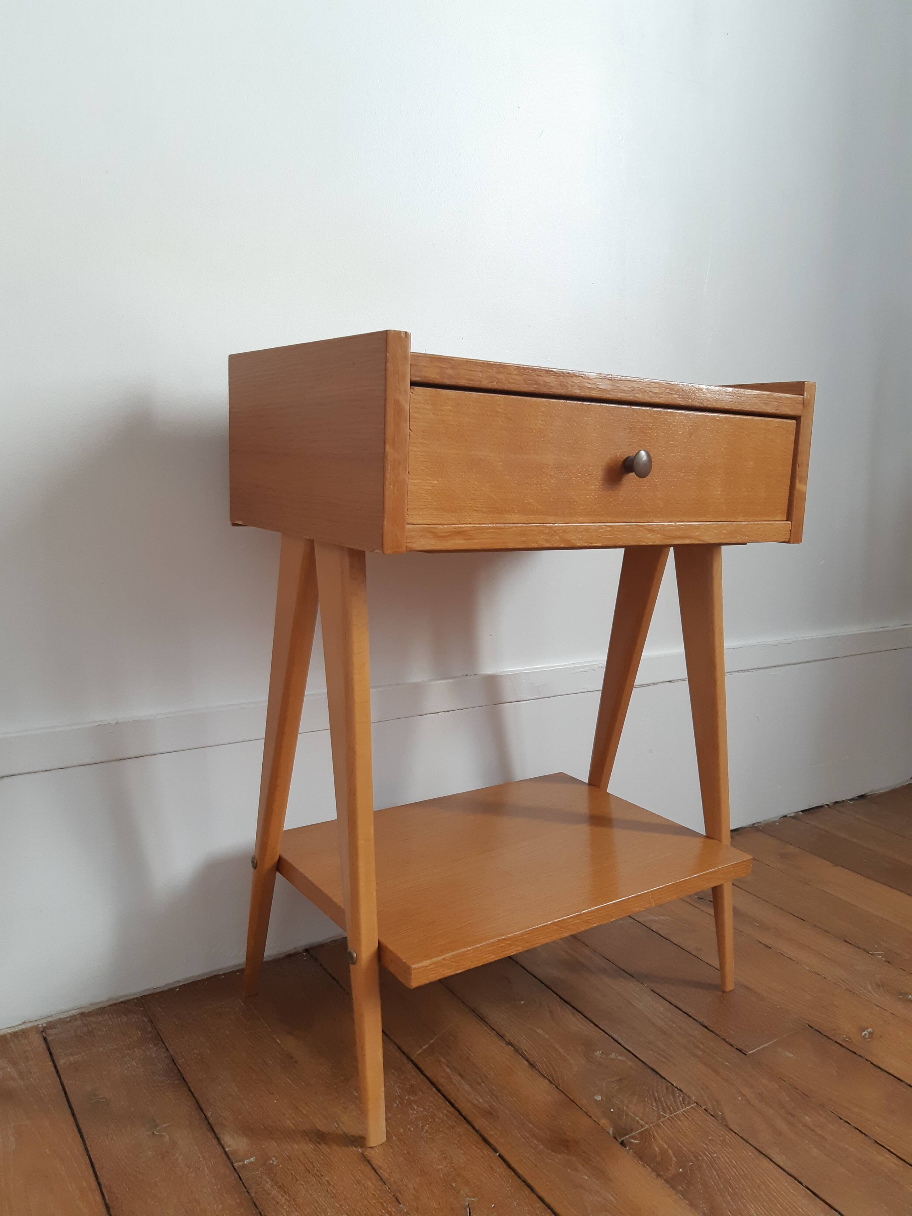 Vintage bedside table compass foot