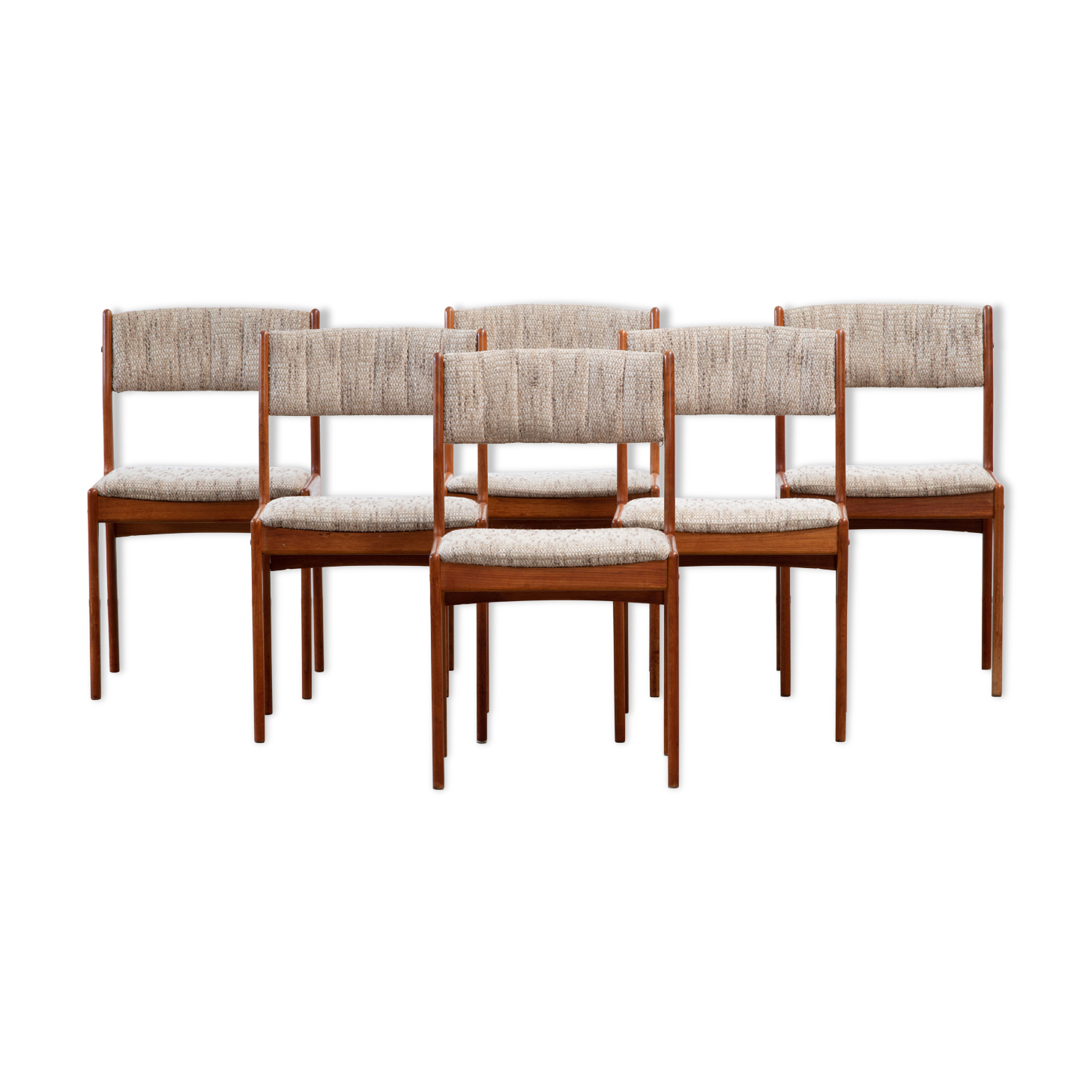 6 danish scandinavian chairs - teak & wool 1960