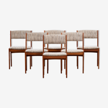 6 danish scandinavian chairs - teak & wool 1960