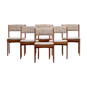 6 danish scandinavian chairs - teak & wool 1960