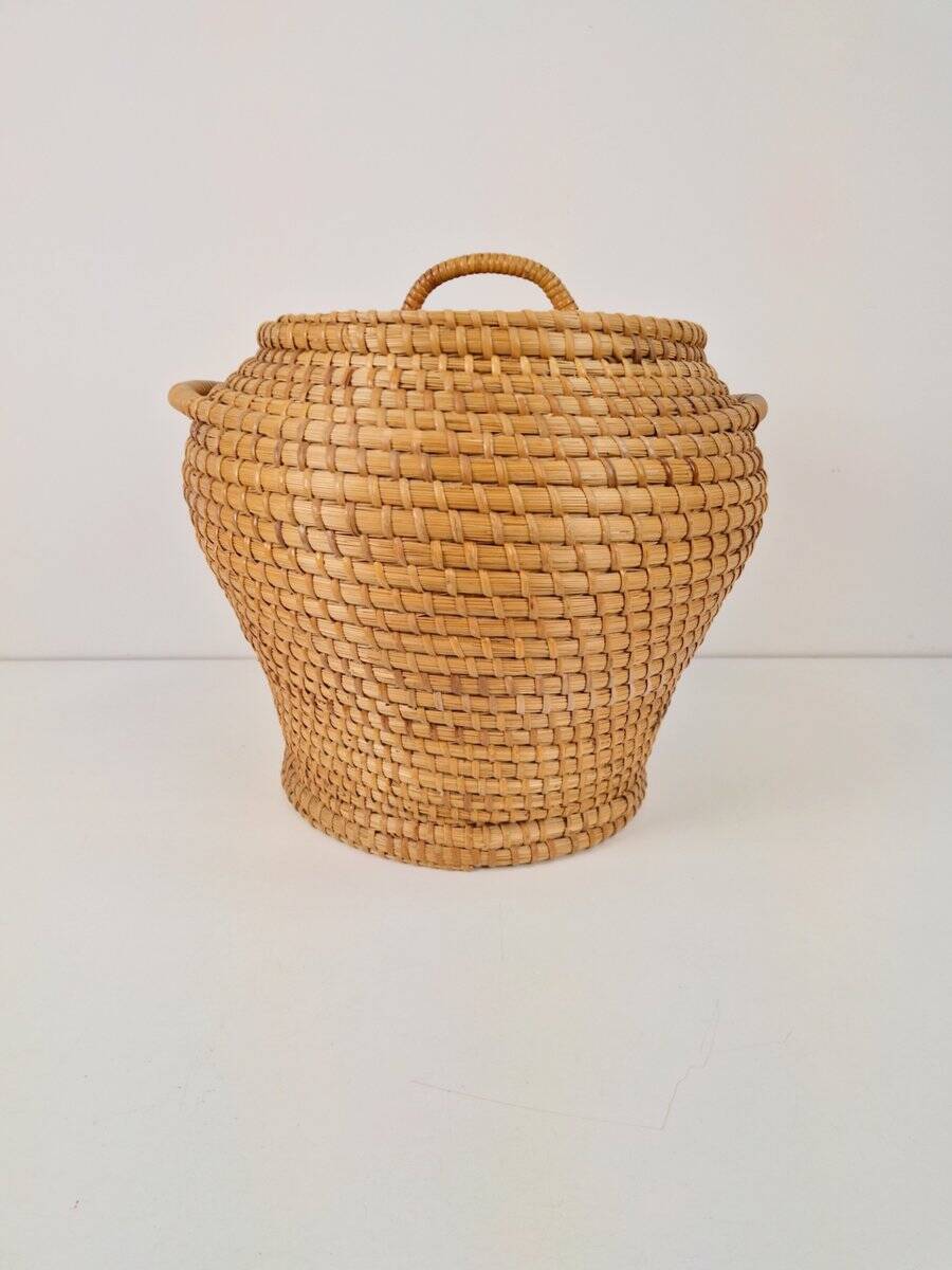 Vintage Rush Snake Charmer Lidded Basket, 1960