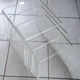 Vintage Mimi pull-out tables set in plexiglass