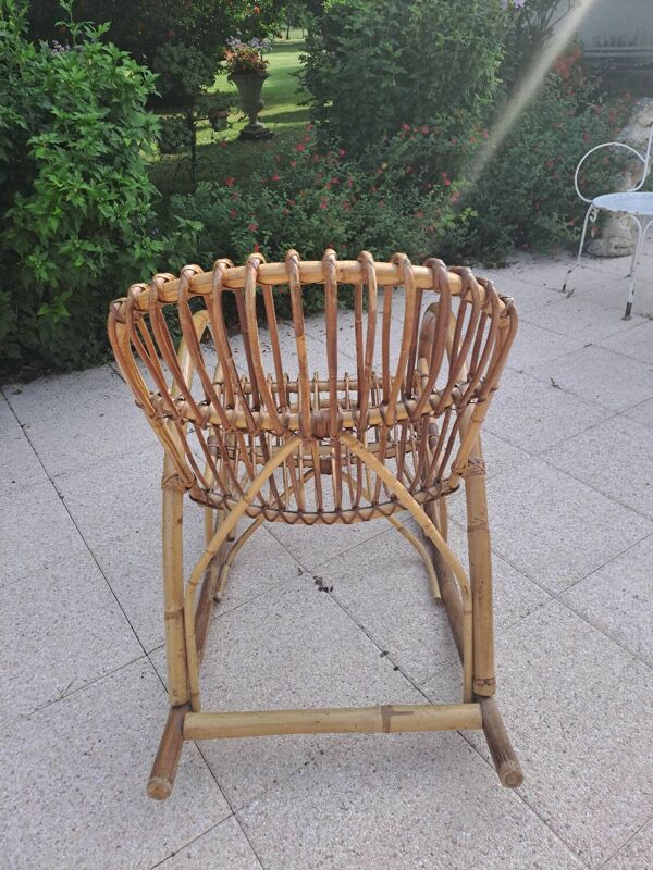 Rocking-chair en rotin Rohe Noorwolde, années 60