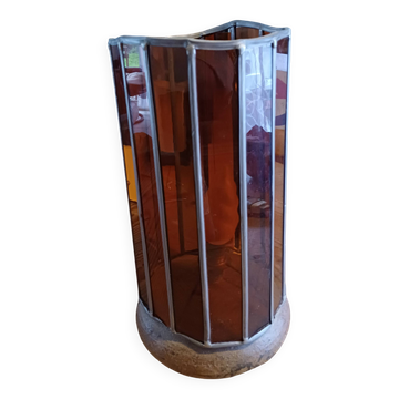 Vintage Lamp from the 60s Colored Glass, Tin and Earthenware