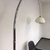 Vintage lamppost arc bamboo chrome and opaline 1970