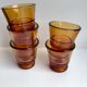 Set of 5 amber liquor glasses in duralex 60s molded glass