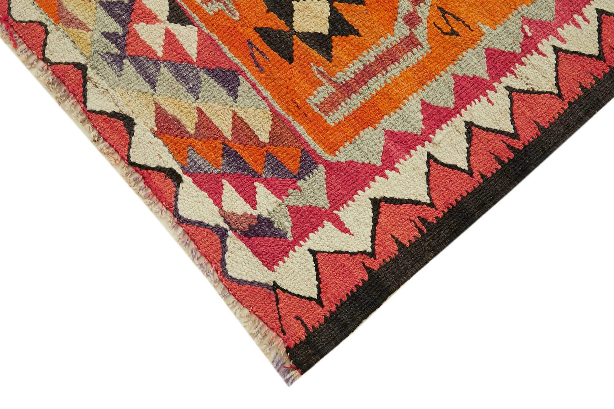 Turkish Handwoven Vintage Herki Kilim 93 cm x 340 cm