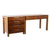 Flat desk with elm wood base, 6 drawers on the front. 1970s