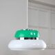 Italian Space Age Lamp in Green in White & Green Plexiglas and Chrome, 70s