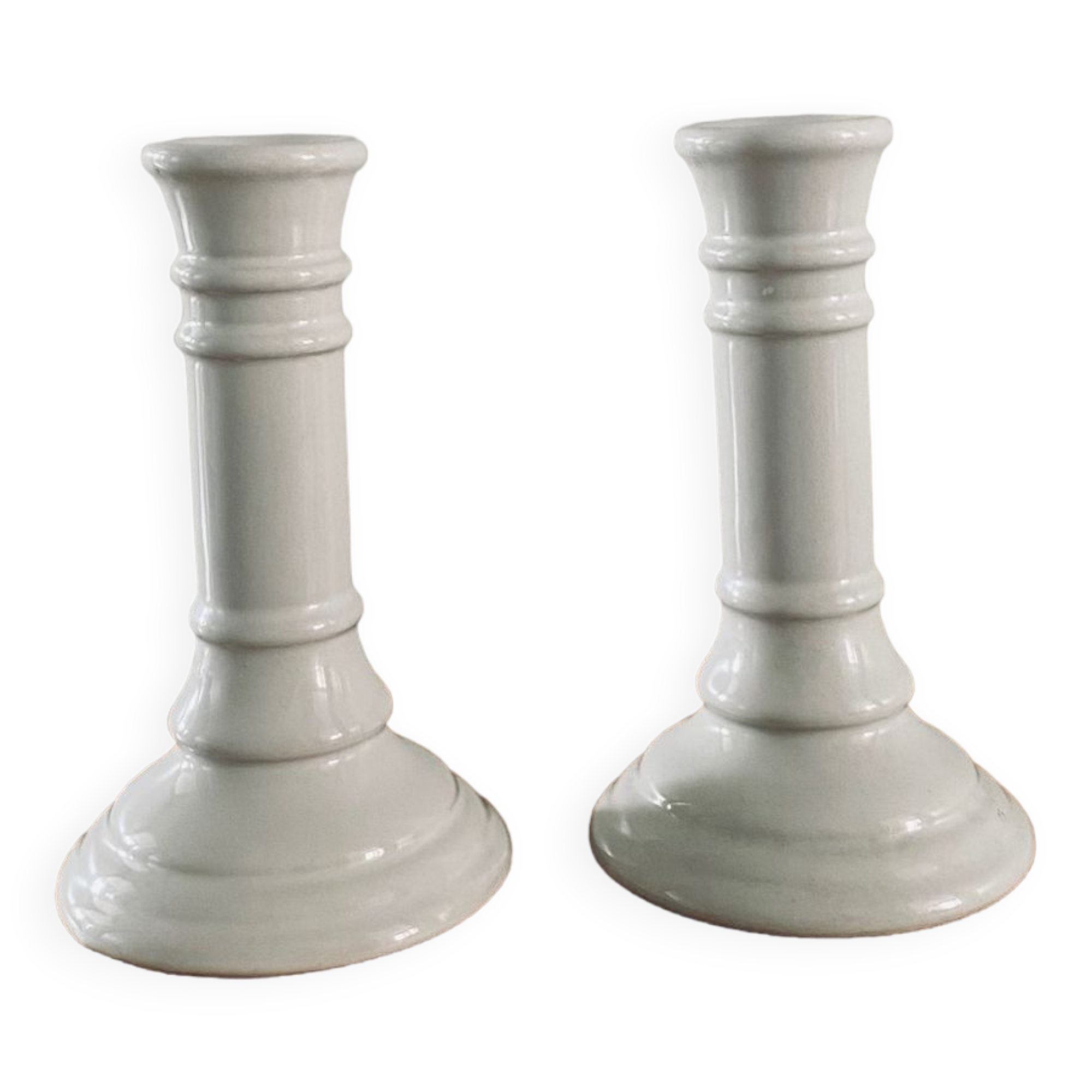 White candle holders