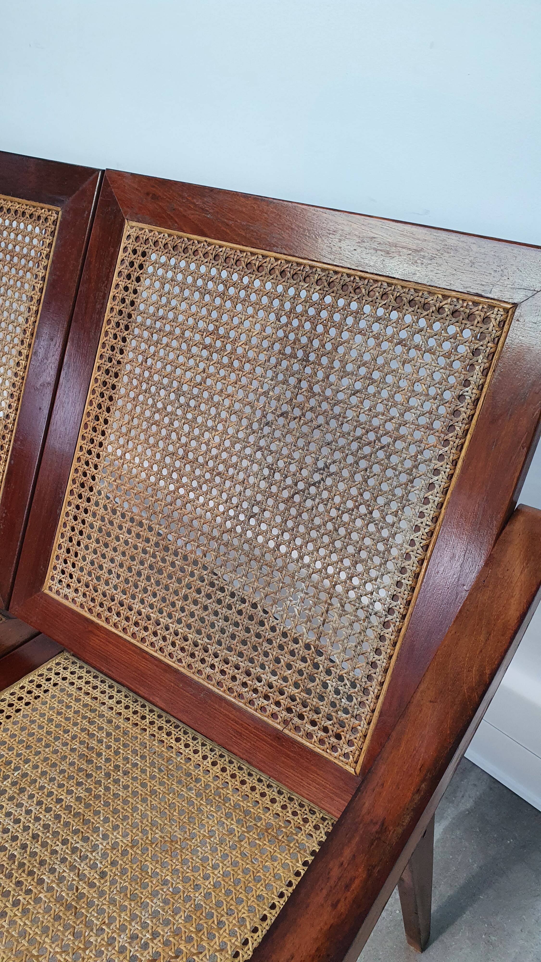Teak bench sofa and cannage