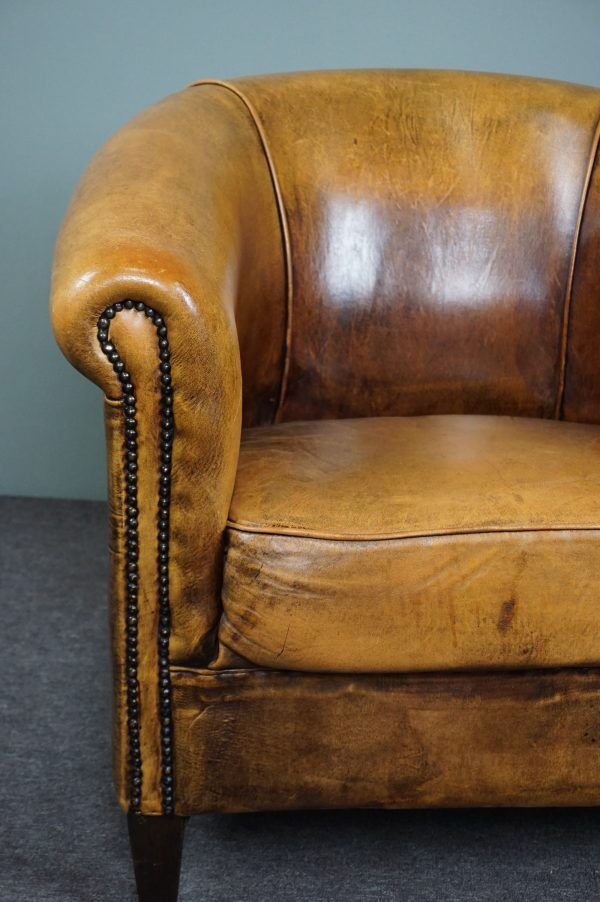 Fauteuil club en cuir de mouton