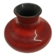 Red ceramic ball vase signed A
