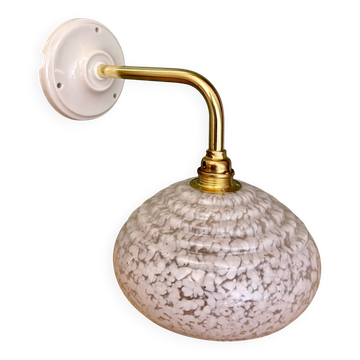 Vintage glass wall lamp with a Clichy white shade.