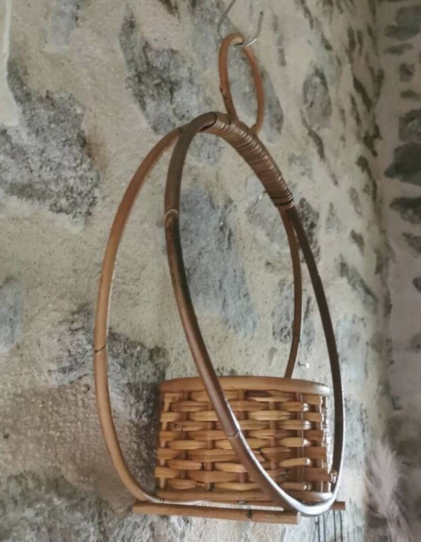 Bamboo and rattan plant holder or pot cover - 1970s