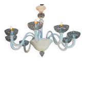 Venetian chandelier in white and colourless Murano glass, circa 1990.