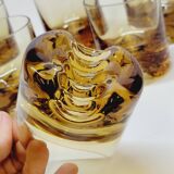 Verreries lorraines cristal set of 6 thick amber whiskey glasses vintage design