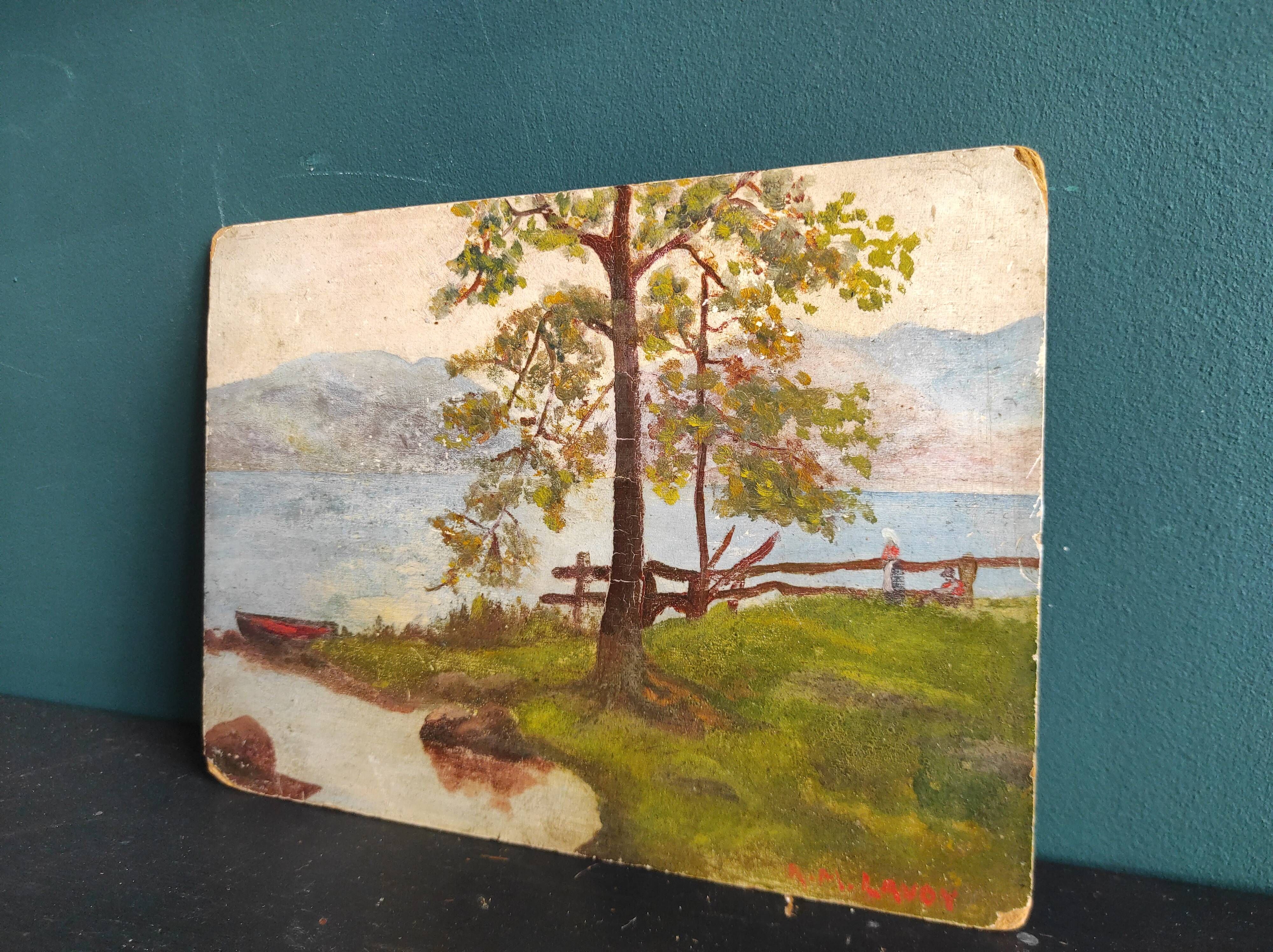 French oil painting on board, signed Lavoy