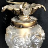 Art Deco brass glass chandelier