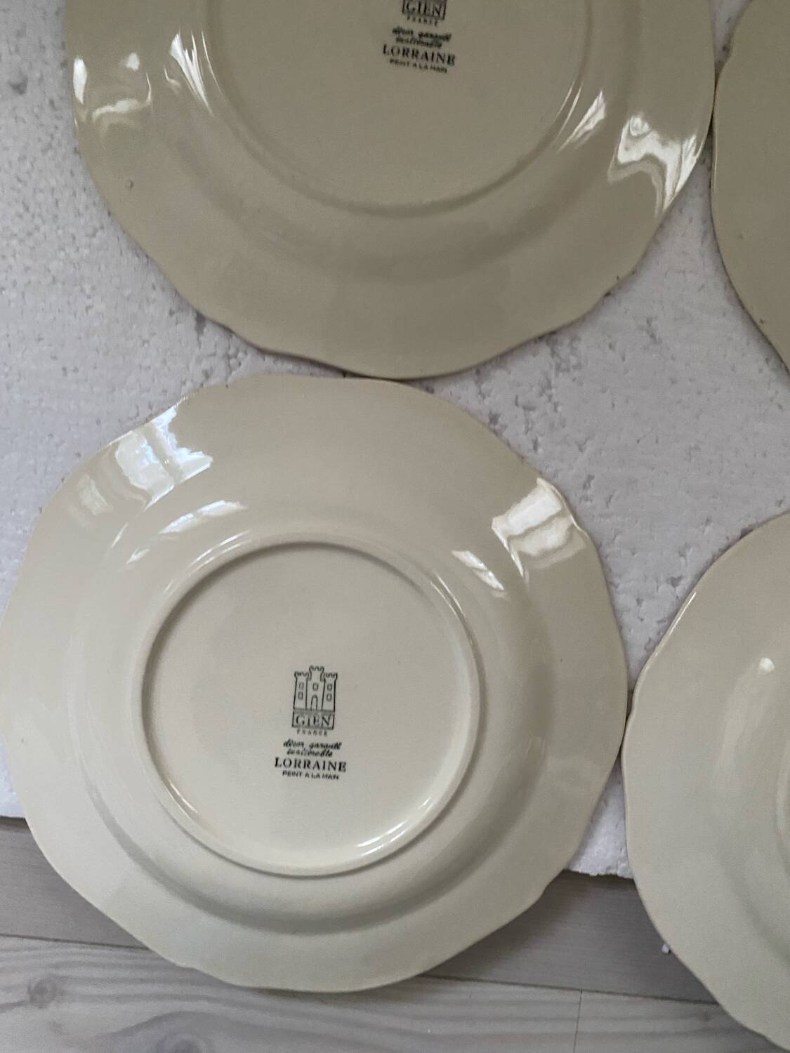 Service 6 assiettes plates gien lorraine fleurs peintes à la main