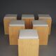 6 minimalist plywood stools with cushions, 1990s