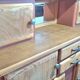 Mado two-body vintage kitchen buffet from the 1950s – cathedral glass