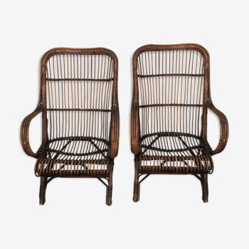 Pair of rattan armchairs from the 1960