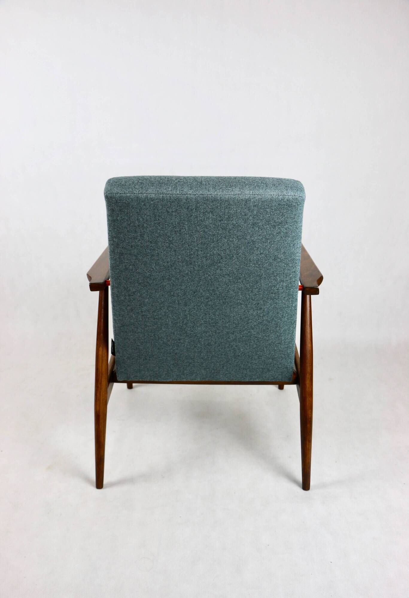 Armchair 'Lis', 1970s turquoise tweed design by Henryk Lis - brown beech wood