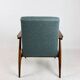 Armchair 'Lis', 1970s turquoise tweed design by Henryk Lis - brown beech wood