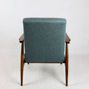 Armchair 'Lis', 1970s turquoise tweed design by Henryk Lis - brown beech wood