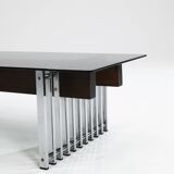 Chrome, Teak and Smoked Glass Coffee Table, Italy, 1970s