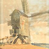 Jean Henri Chouppe (1817-1894) Watercolor - Mill near Orleans