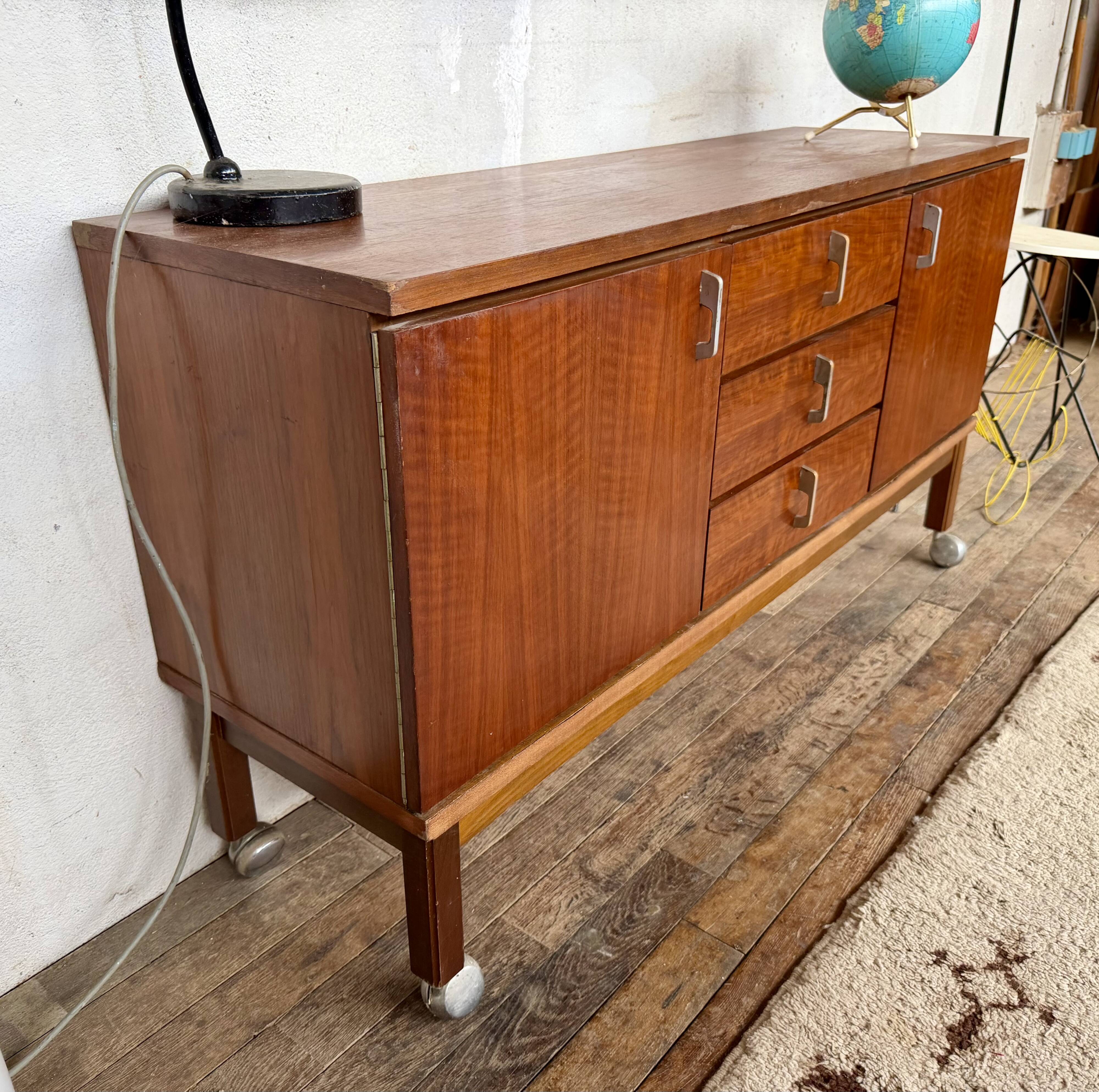 ✨ Vintage wooden sideboard – 3 drawers, 2 doors – Retro furniture ✨