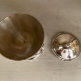 Silver metal sugar bowl on claws