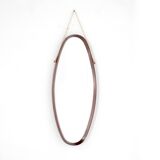 Vintage oval wooden mirror, Italy, 1960s.